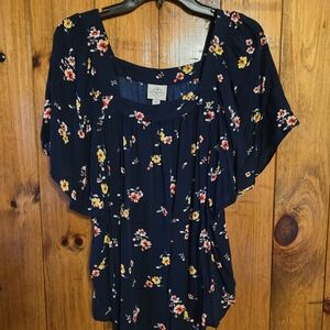 St. John's Bay Navy Floral Blouse